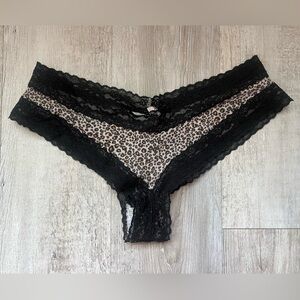 Victoria's Secret PINK Cheeky Lace Trim Panty Panties Leopard Animal Print